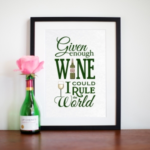 Given enough wine I could rule the world sign, £13